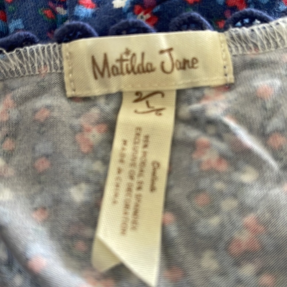 Matilda Jane blue floral tank modal spandex L large tank top - Picture 5 of 5